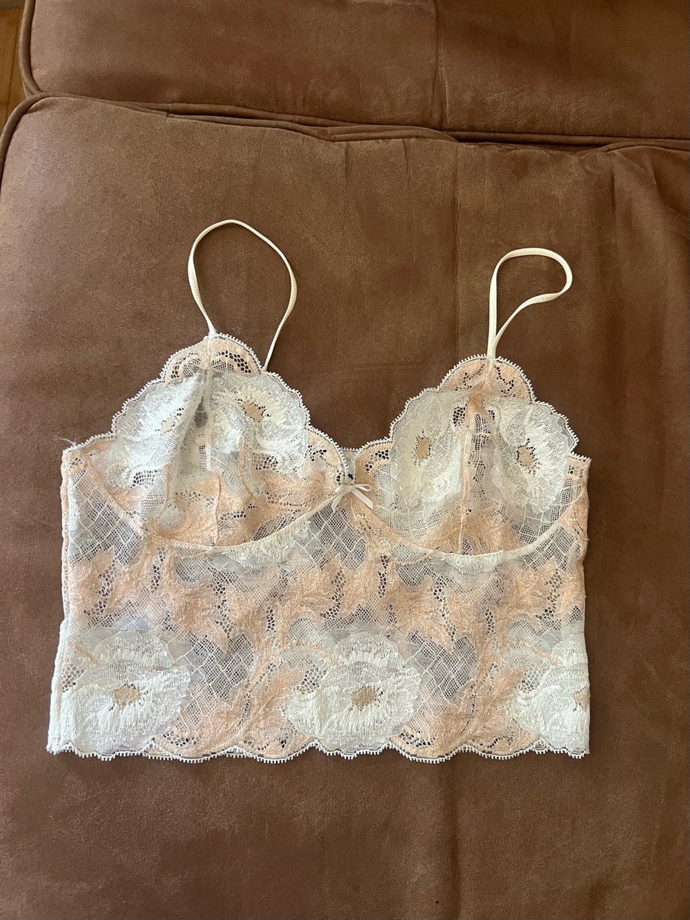 Arianne Lace Bandeau Bralette - Ivory & Blush M ?